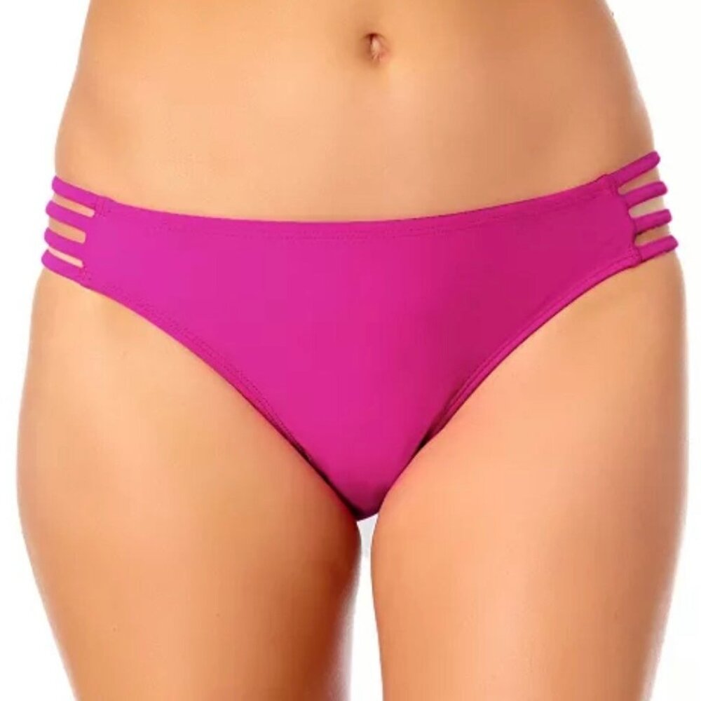 California Waves Hipster Bikini Bottoms Strappy Side Swimwear Fuchsia Size S